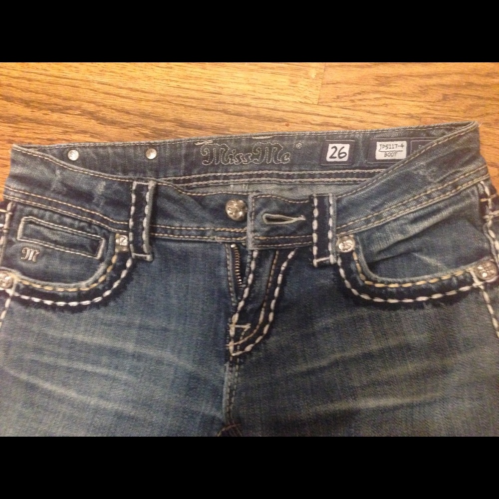 Miss Me Boot Cut Crystal Studded Embroidery